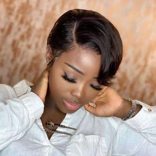 Wigs Lace Frontal 13x4 Peruvian Hair Wig tpart short Pixie cut black